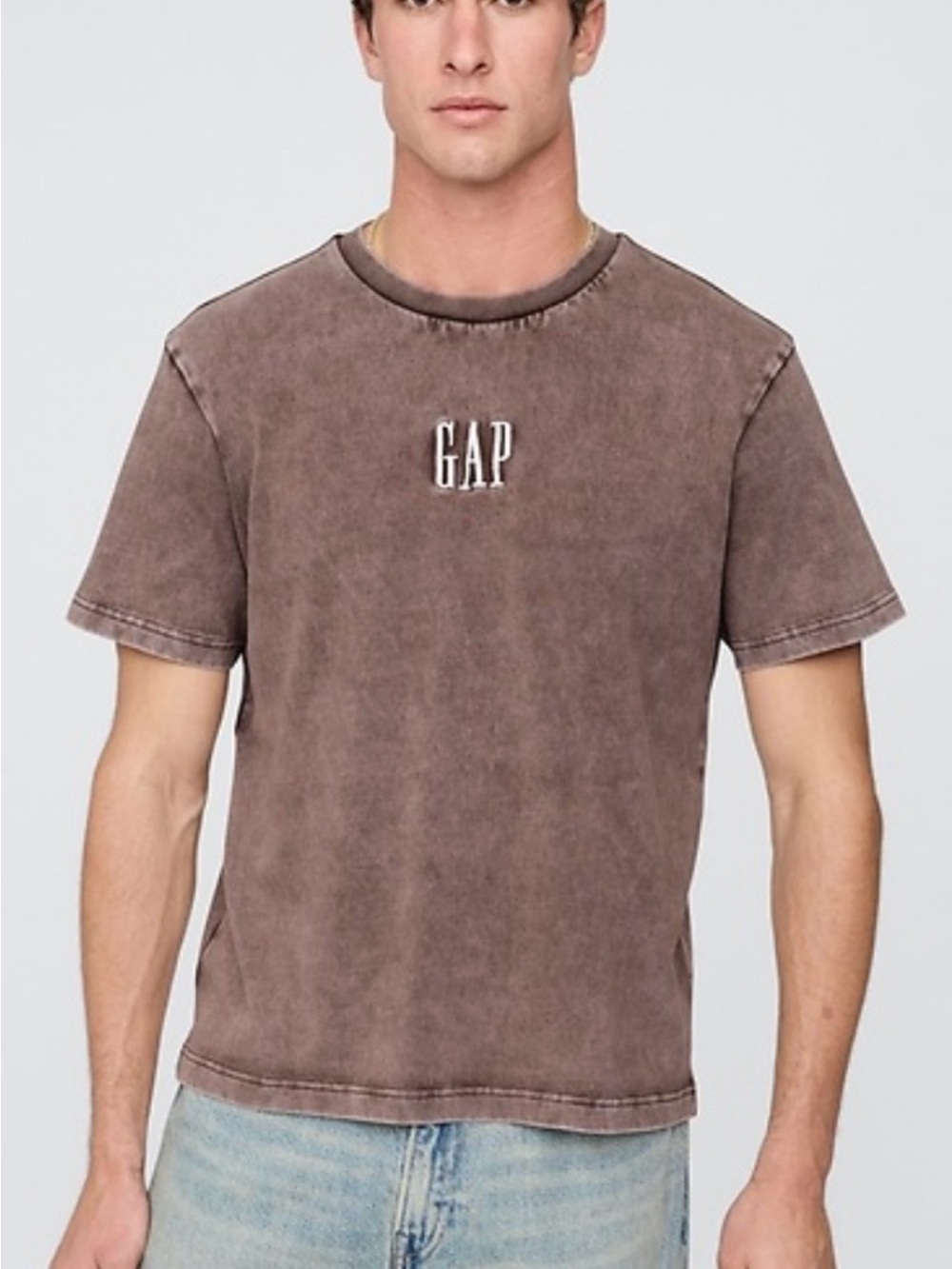 Gap Heavyweight Relaxed Logo T-Shirt - Men’s Size M - Washed Brown / Earth Tone